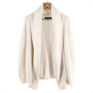 Forever 21 Knit Open Front Cardigan Medium Cream Heavyweight Neutral Draped